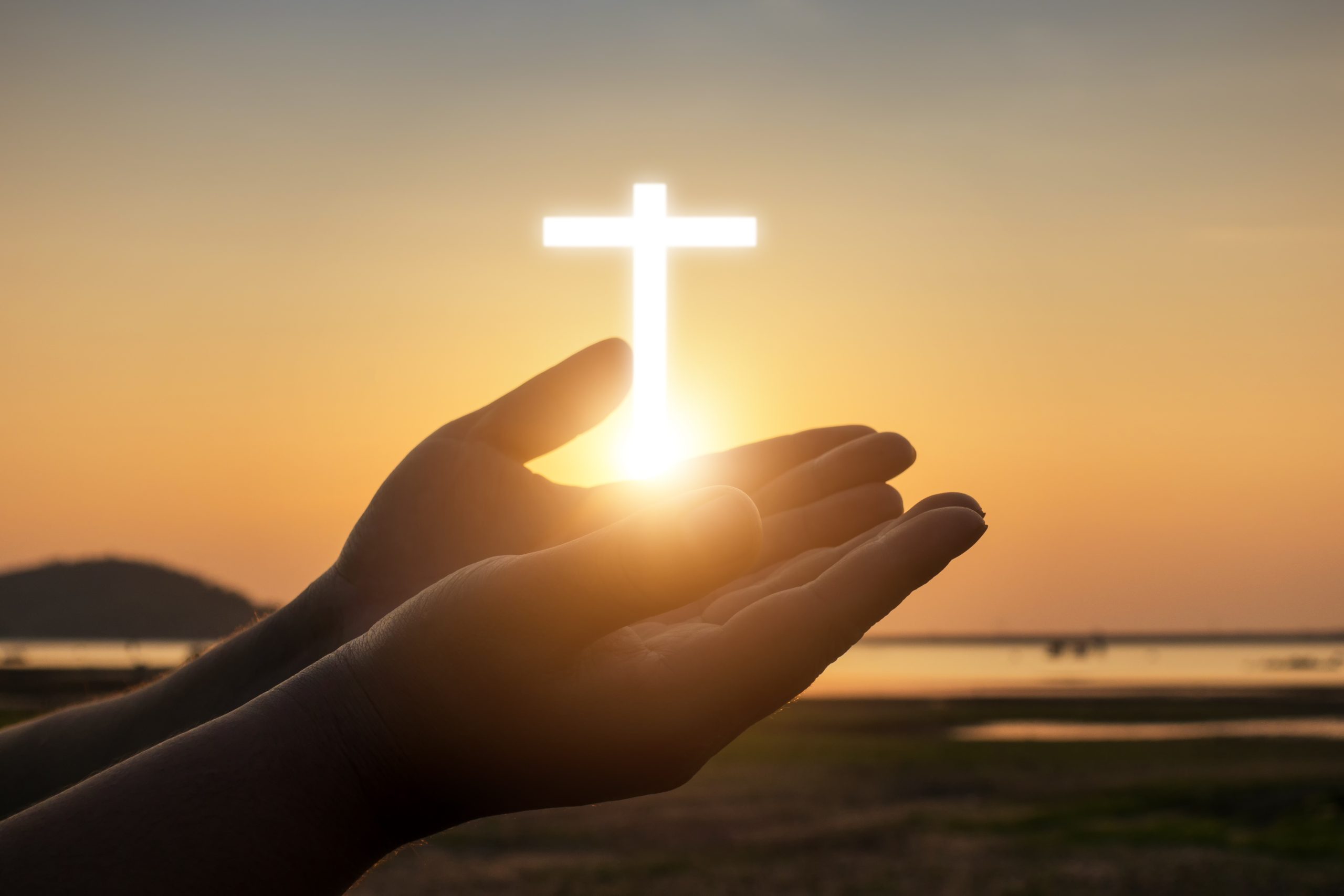 Human hands open palm up worship. Eucharist Therapy Bless God Helping Repent Catholic Easter Lent Mind Pray. Christian Religion concept background. fighting and victory for god